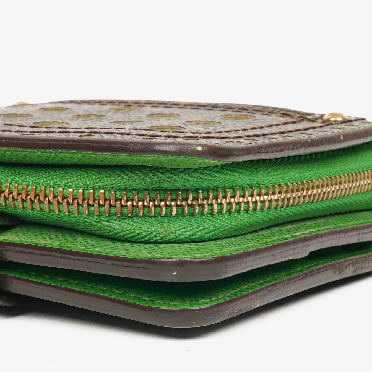 Louis Vuitton Monogram Canvas Perforated Green Compact Zip Wallet