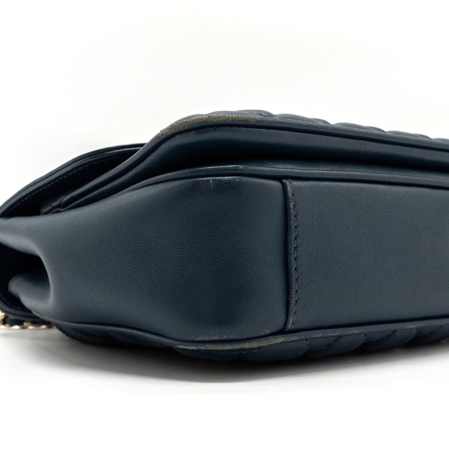 Chanel Quilted Flap Crossbody Bag Lambskin Dark Blue L