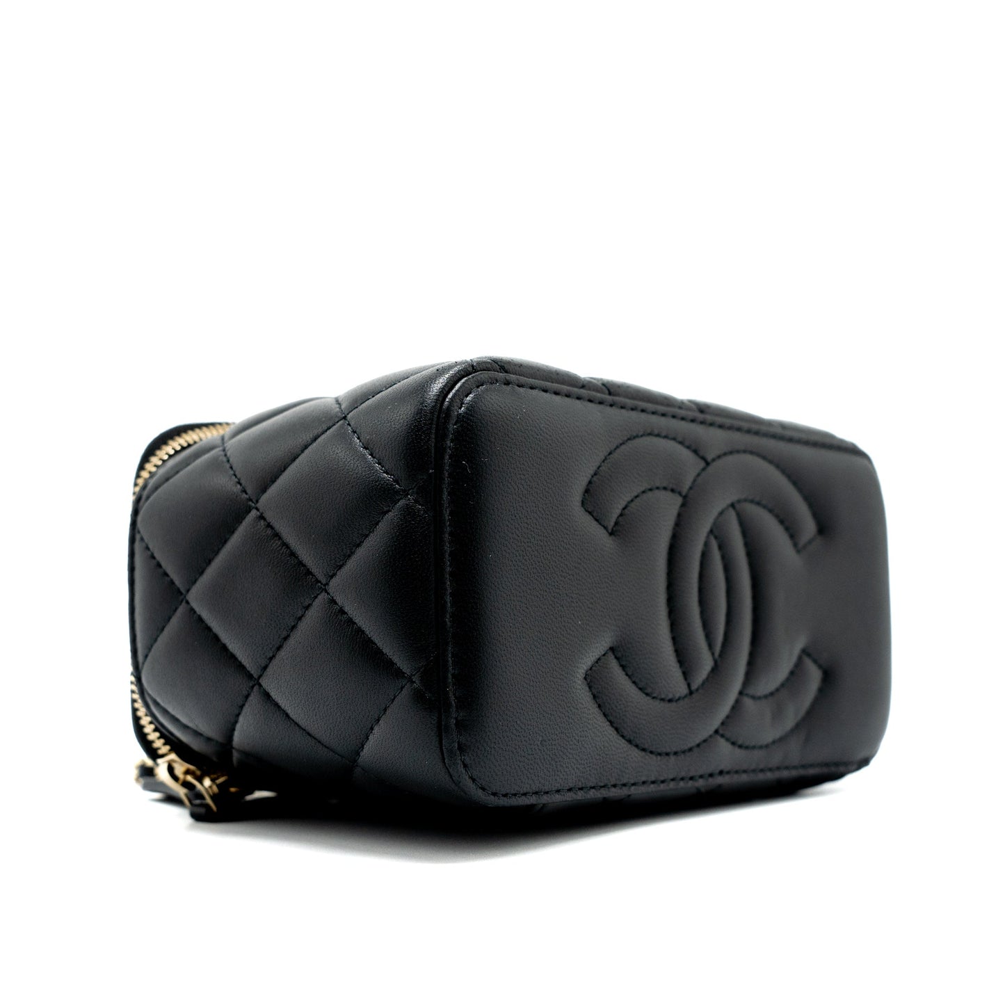 Chanel 23C Pearl Crush Long Vanity with Chain Lambskin Black L (Microchip)