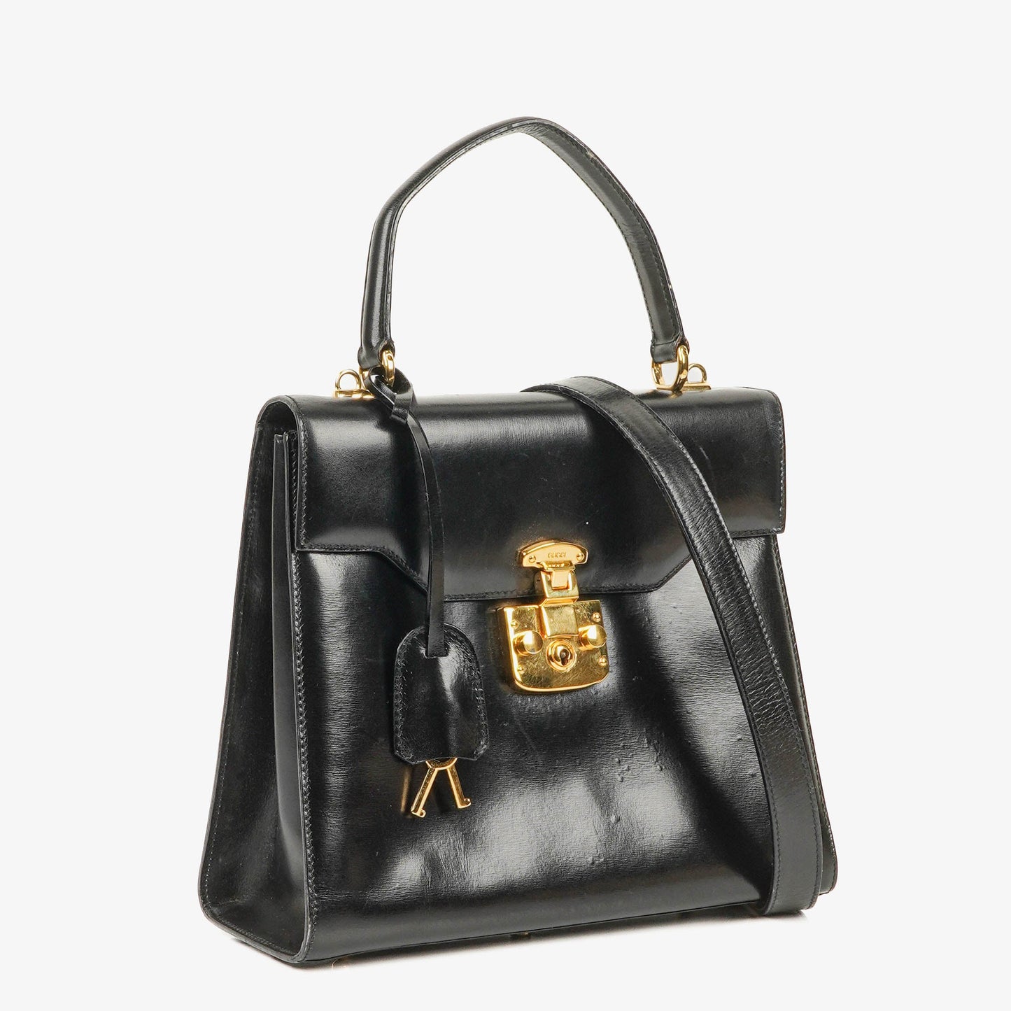 Gucci Glossy Leather Vintage Lady Lock Bag Black