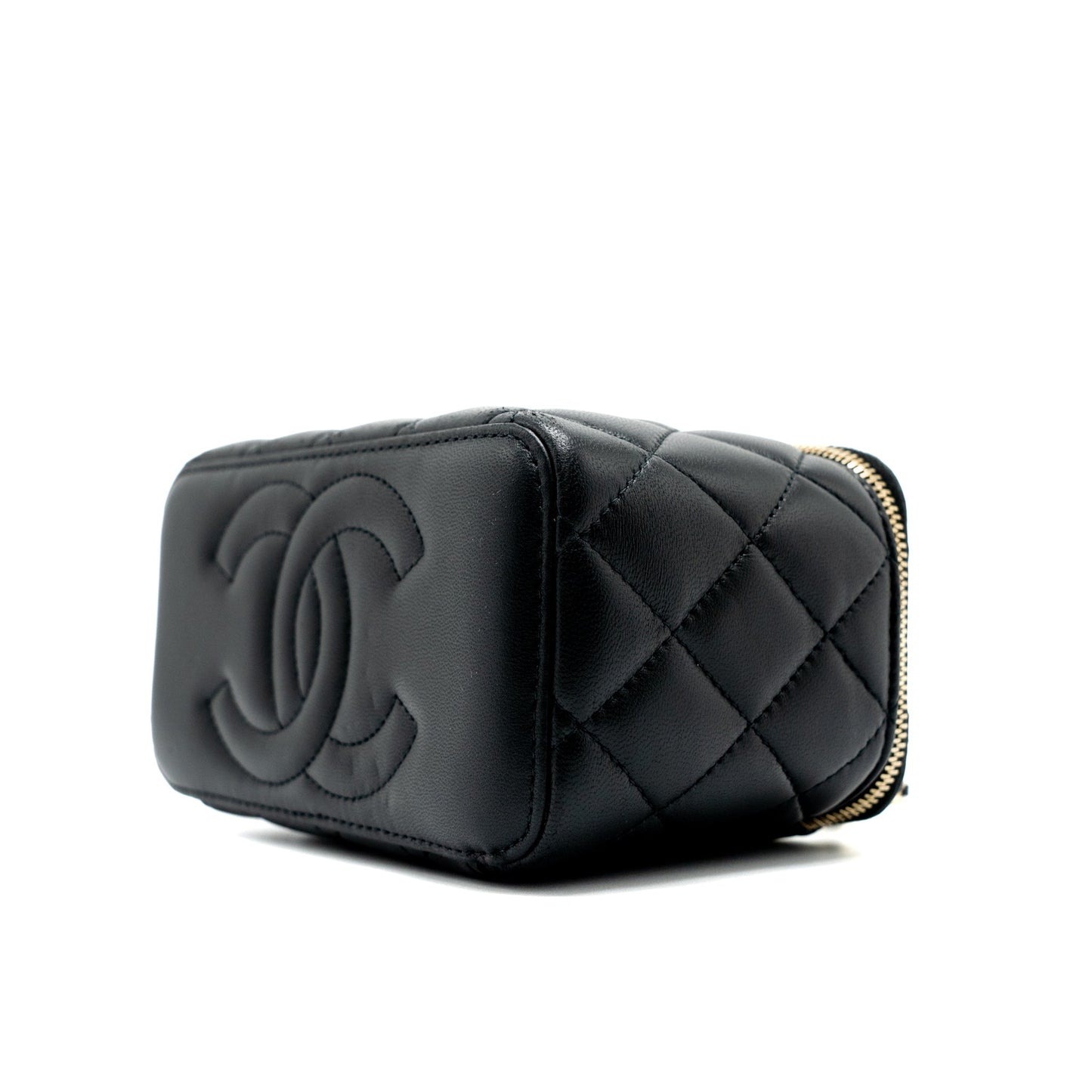 Chanel 23C Pearl Crush Long Vanity with Chain Lambskin Black L (Microchip)