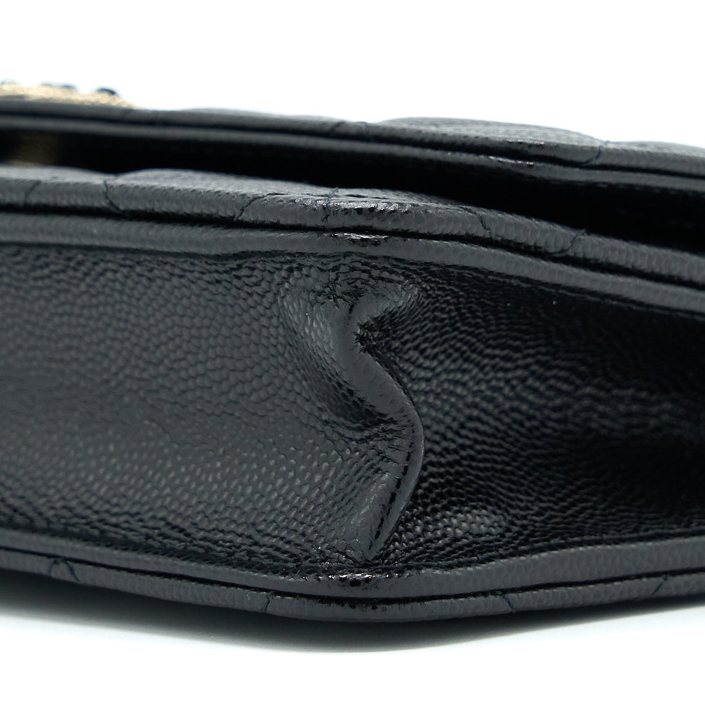 Chanel 22S Wallet On Chains With Detail CC Logo Caviar Black L