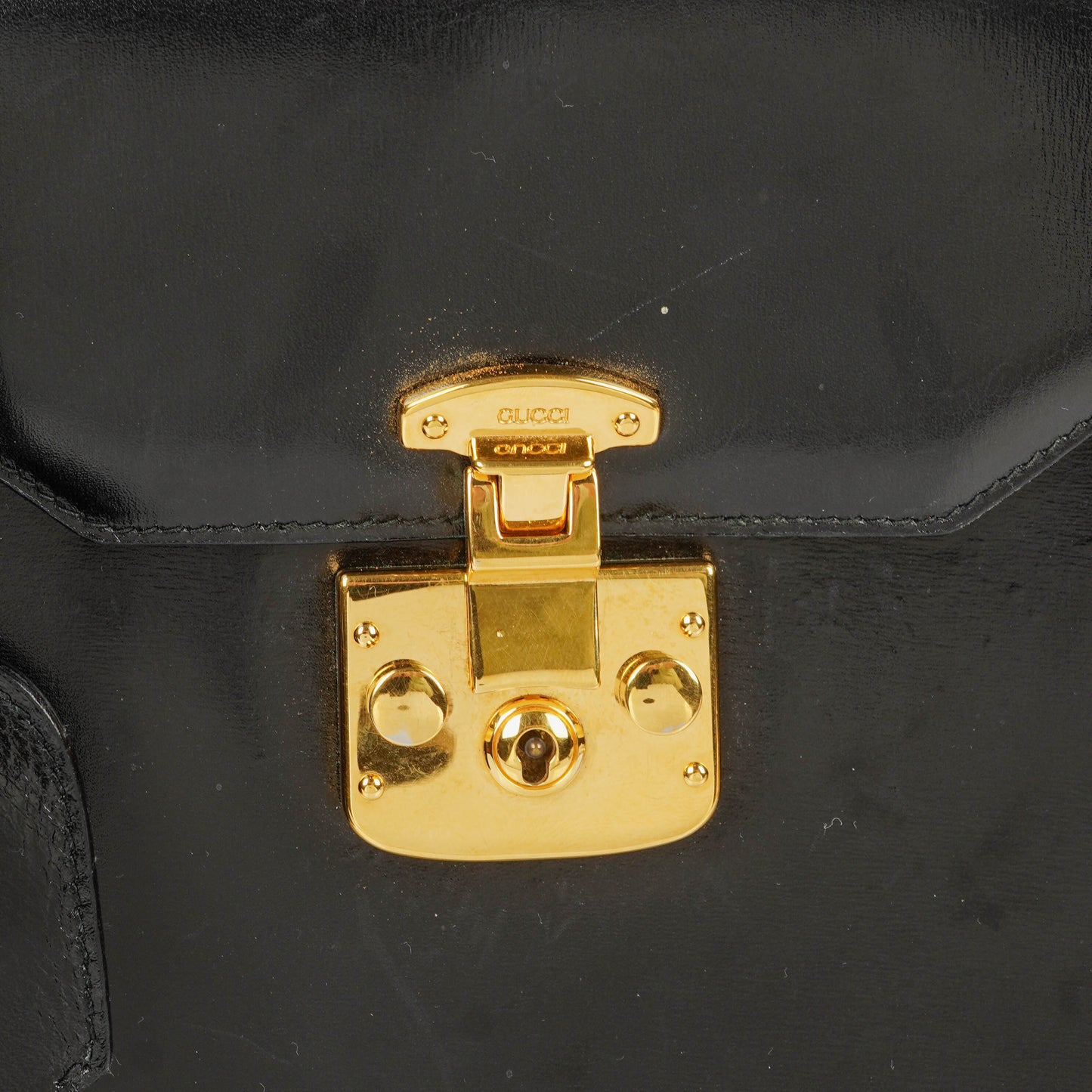 Gucci Glossy Leather Vintage Lady Lock Bag Black