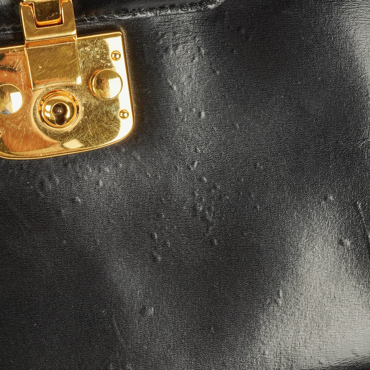 Gucci Glossy Leather Vintage Lady Lock Bag Black