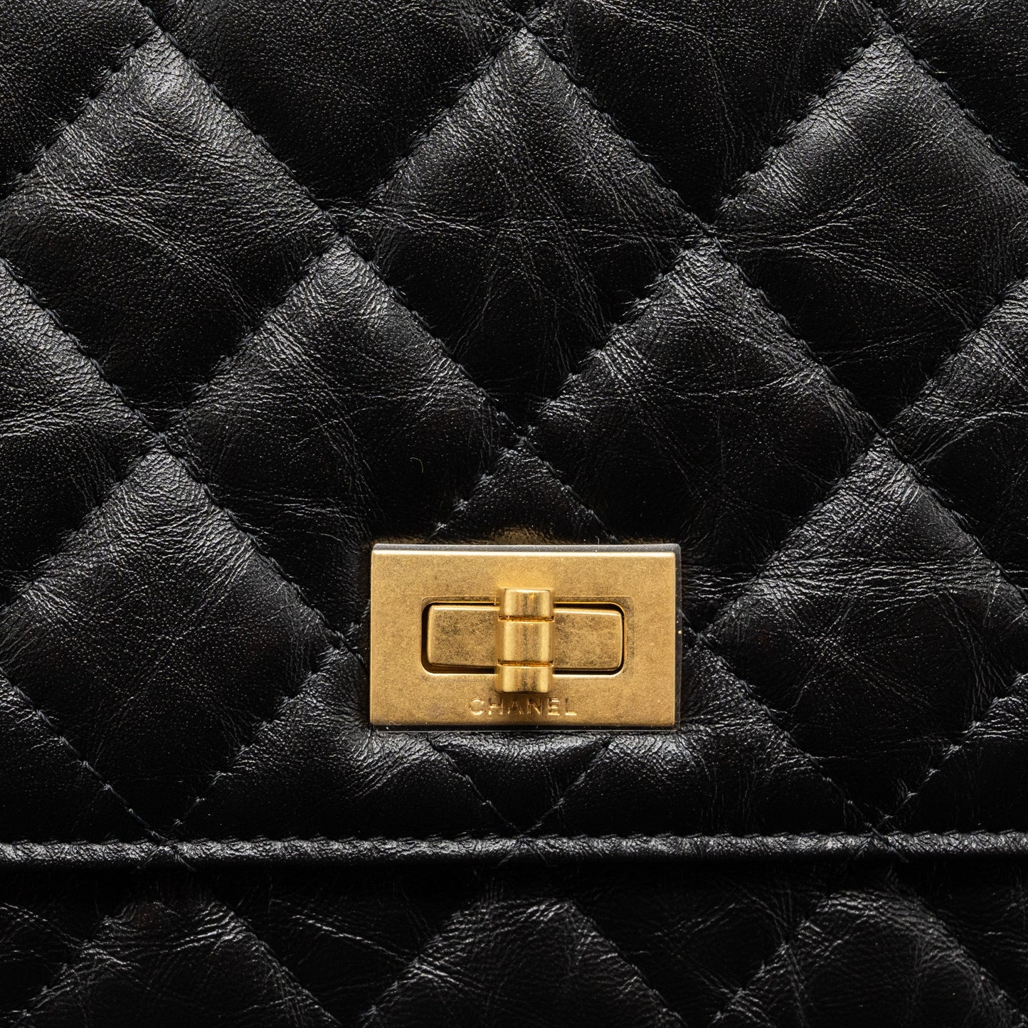 Chanel 2.55 Wallet on Chain Aged Calfskin Black Brushed  (Microchip)
