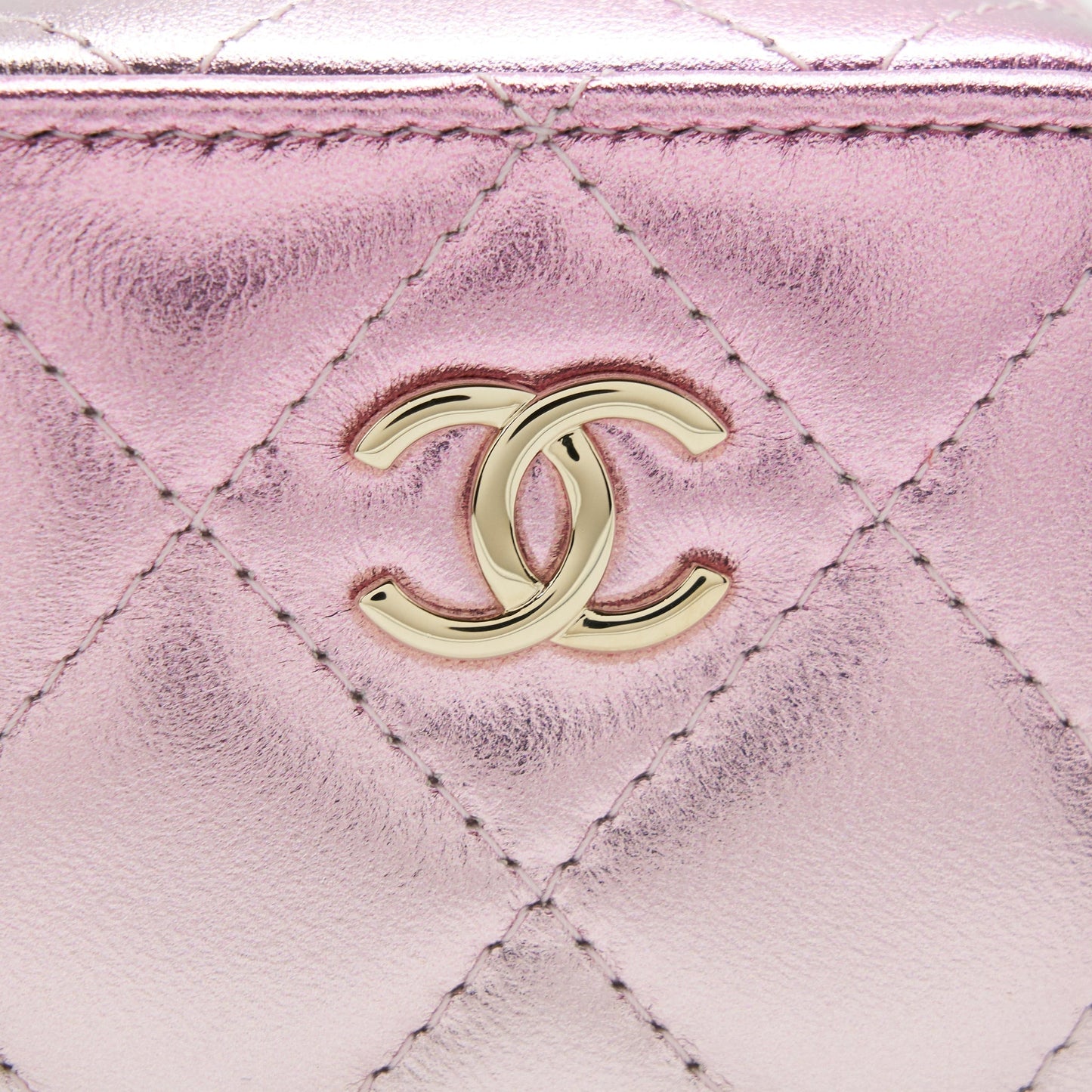 Chanel Mini Vanity With Giant Chain Iridescent Pink L