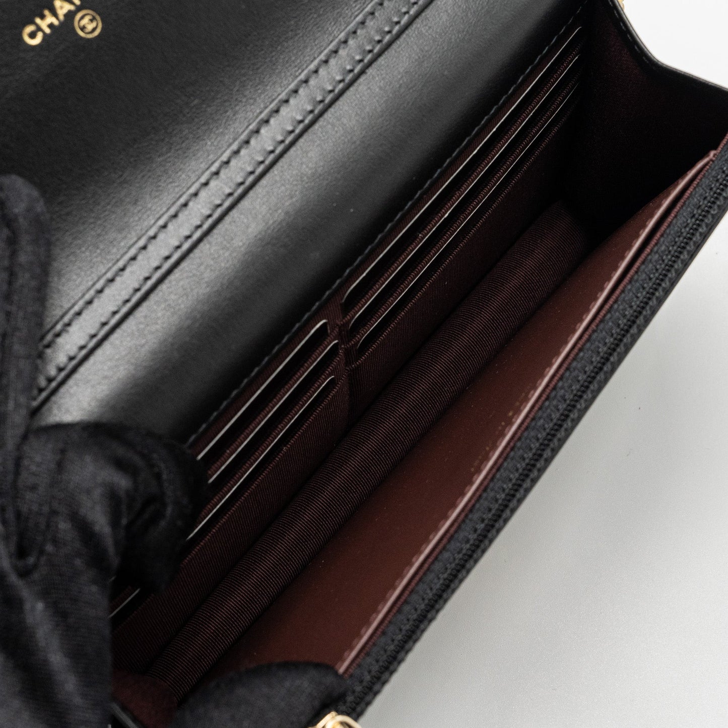Chanel 2.55 Wallet on Chain Aged Calfskin Black Brushed  (Microchip)