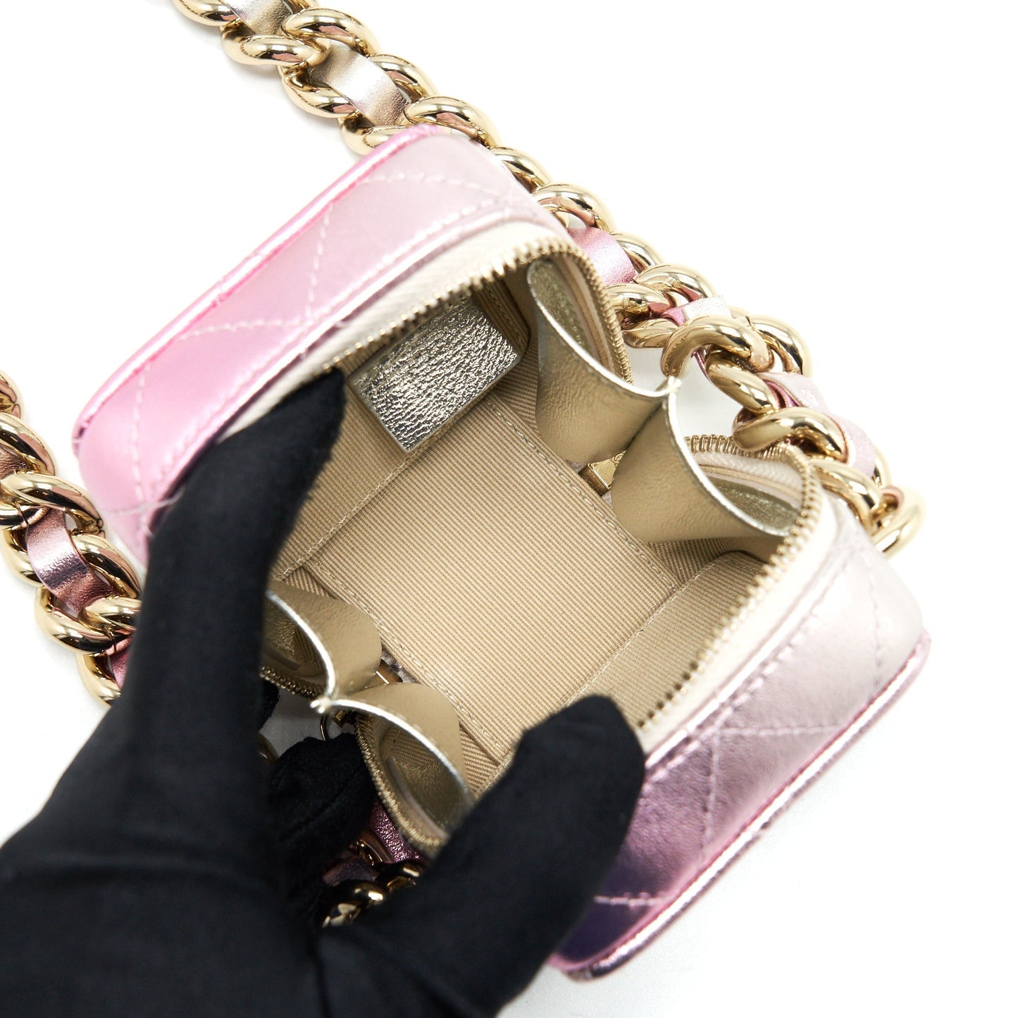 Chanel Mini Vanity With Giant Chain Iridescent Pink L