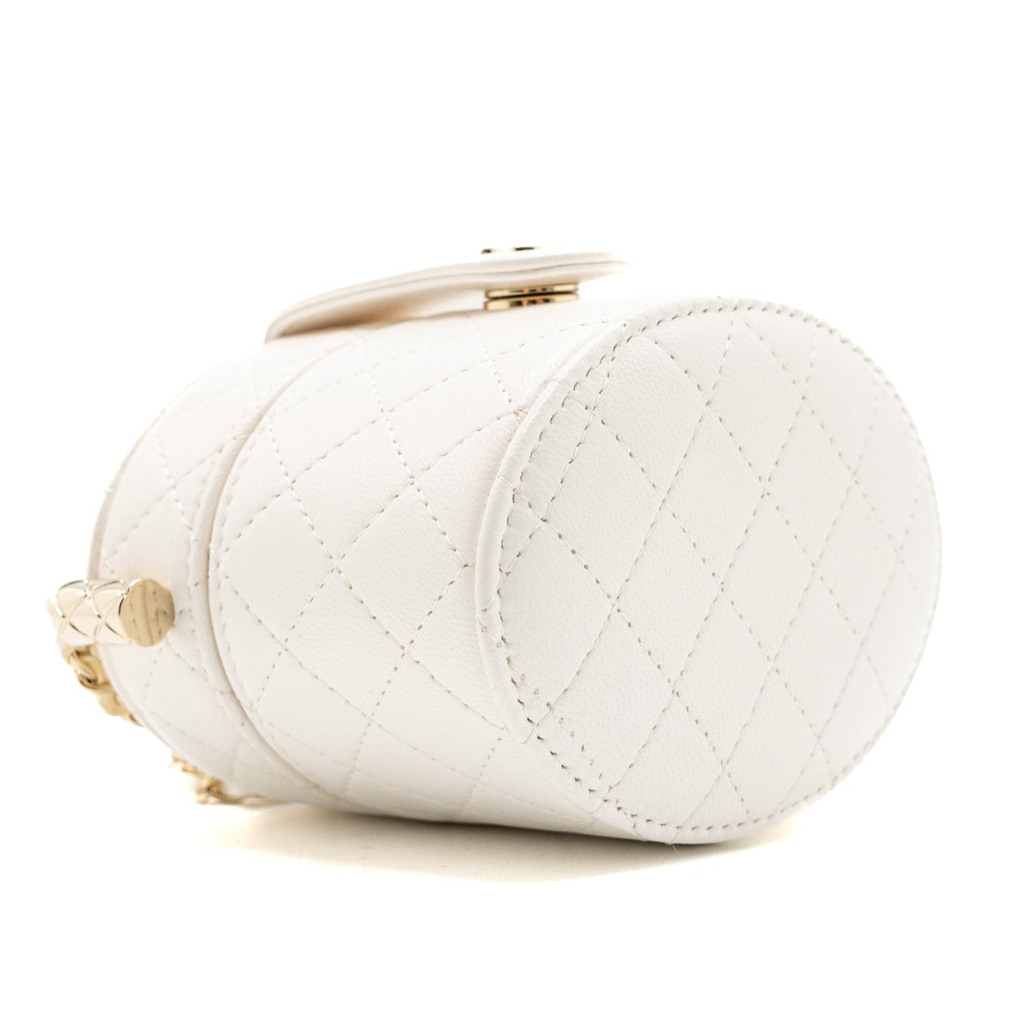 Chanel mini vanity with chain lambskin white L