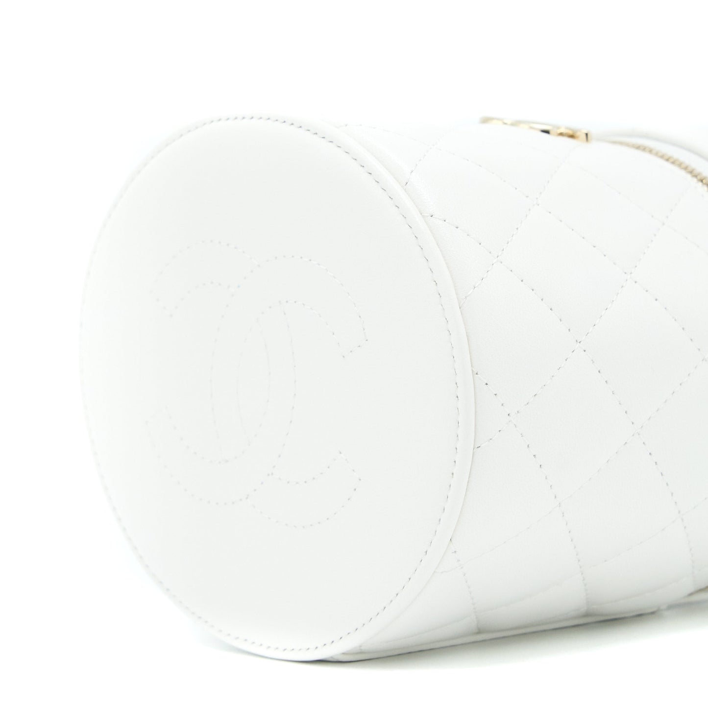 Chanel Top Handle Vanity Case Lambskin White