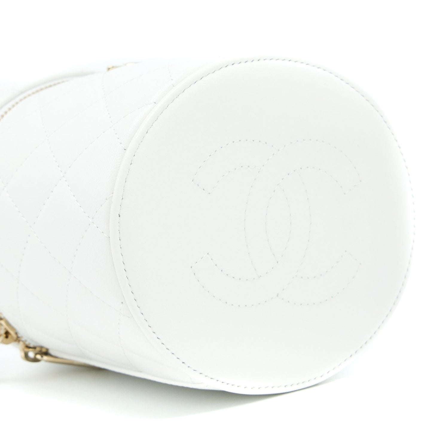 Chanel Top Handle Vanity Case Lambskin White