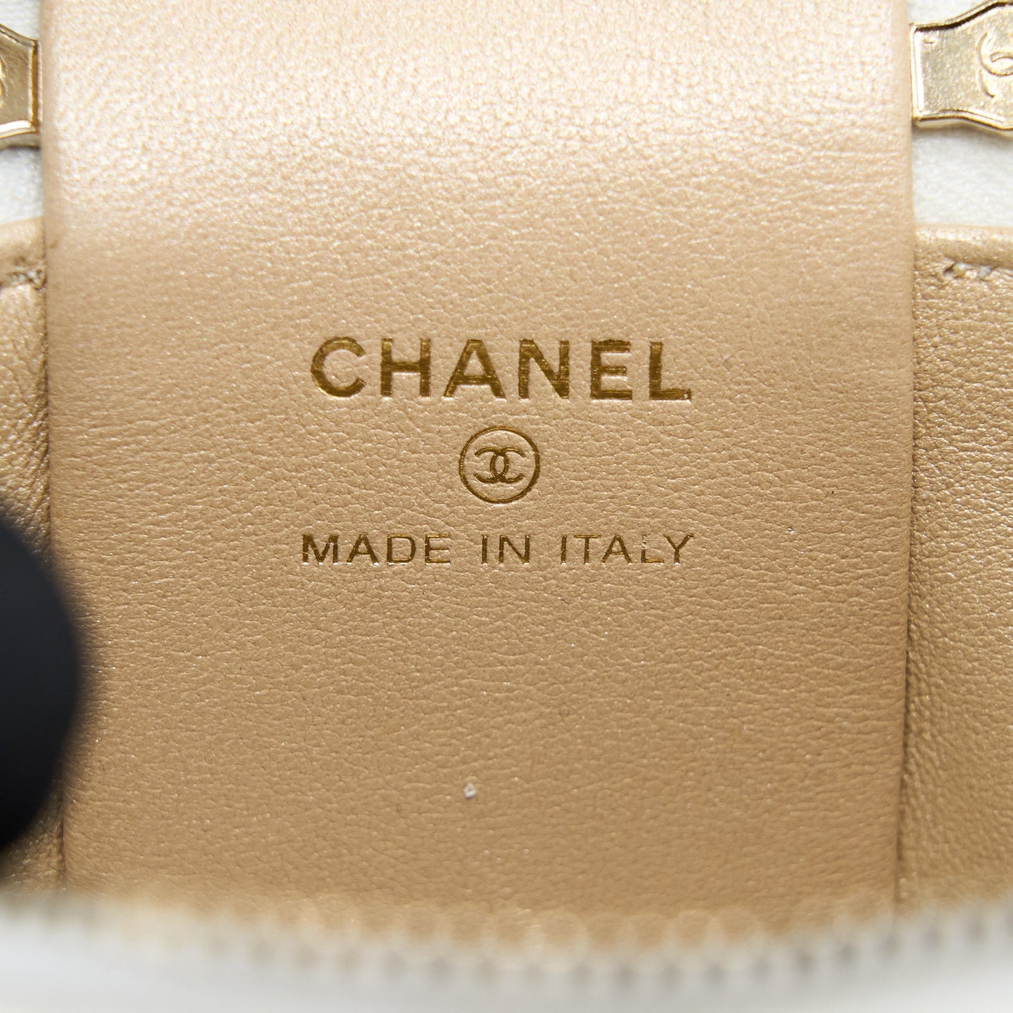 Chanel Top Handle Vanity Case Lambskin White