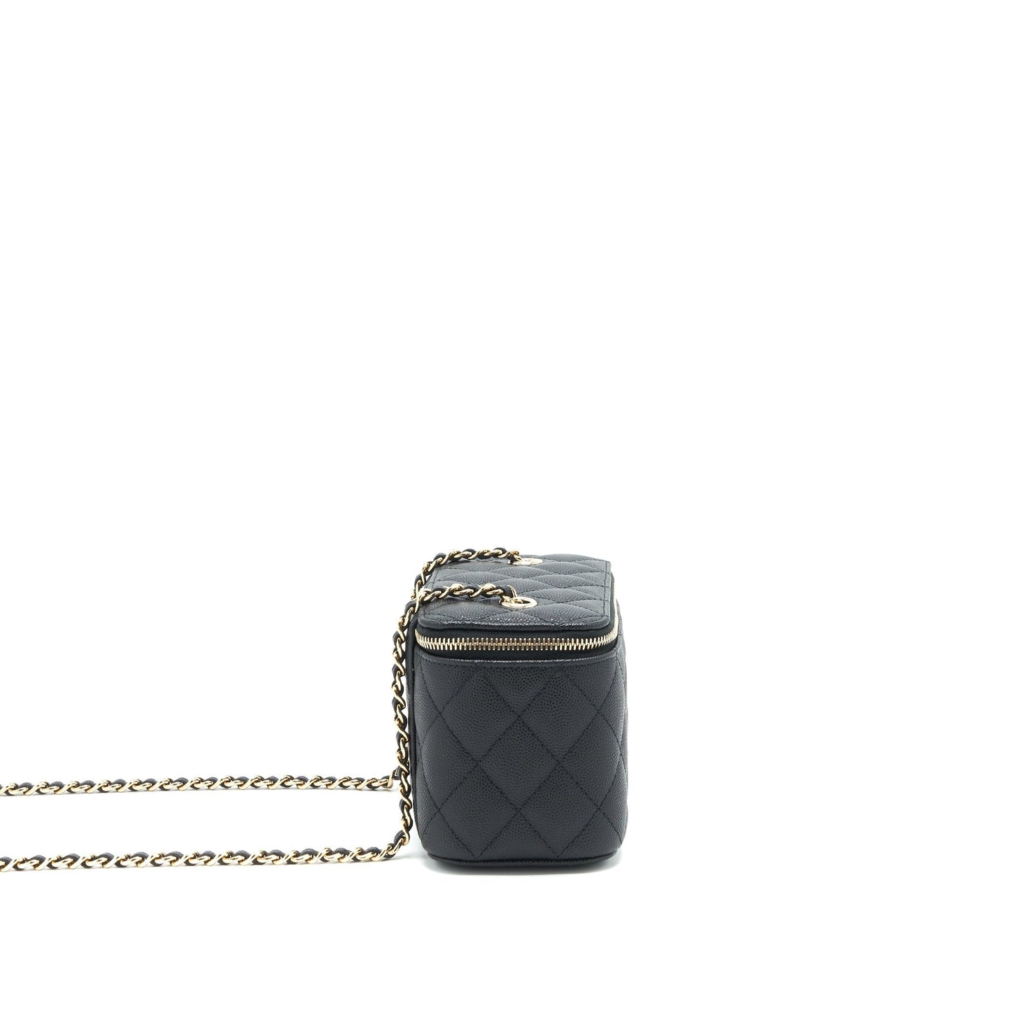 Chanel Small Long Vanity With Chain Caviar  Black L