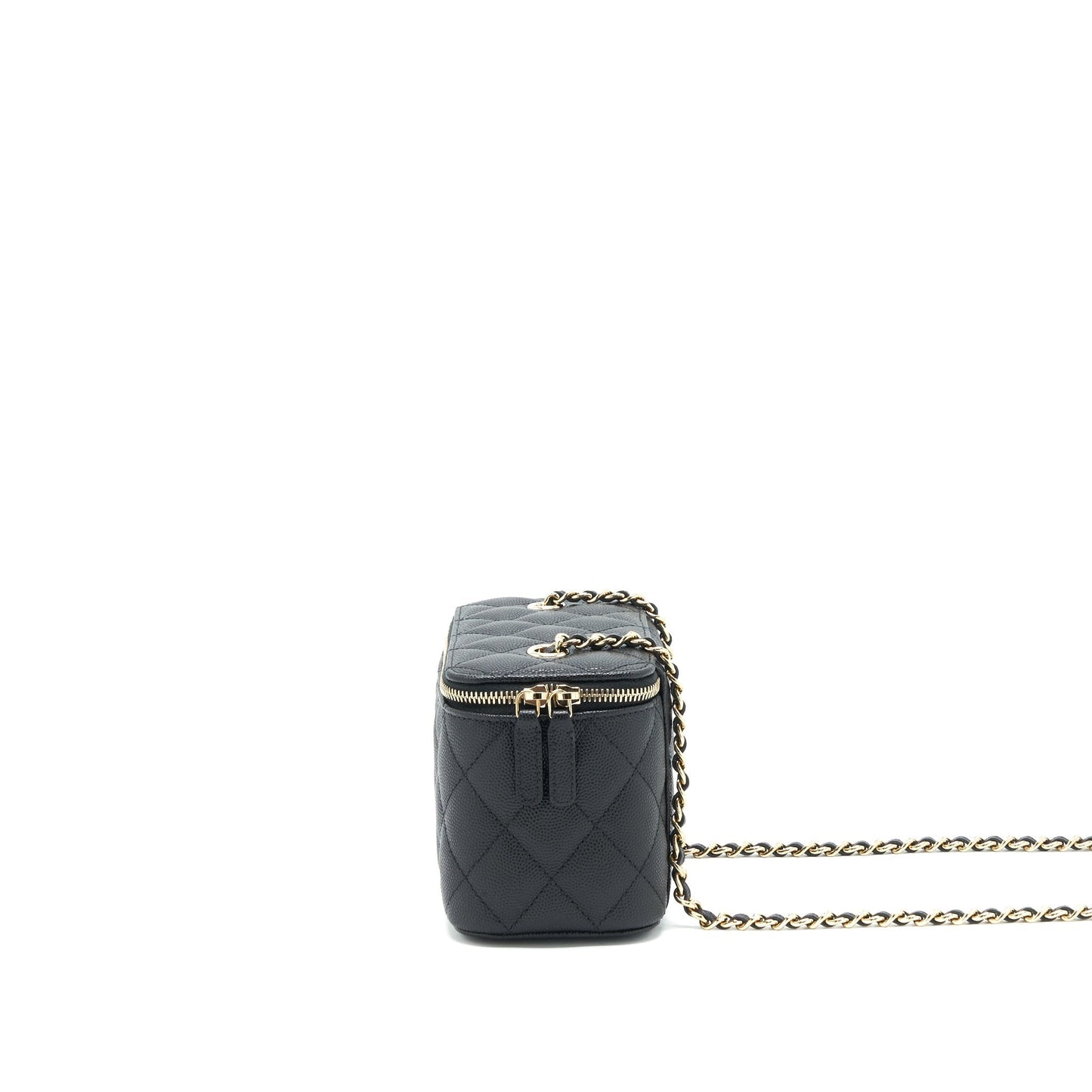 Chanel Small Long Vanity With Chain Caviar  Black L
