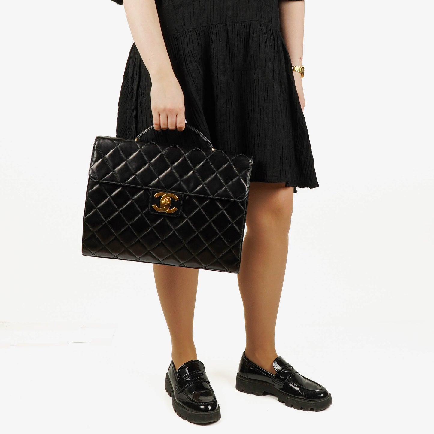 Chanel CC Maxi Logo Black Briefcase