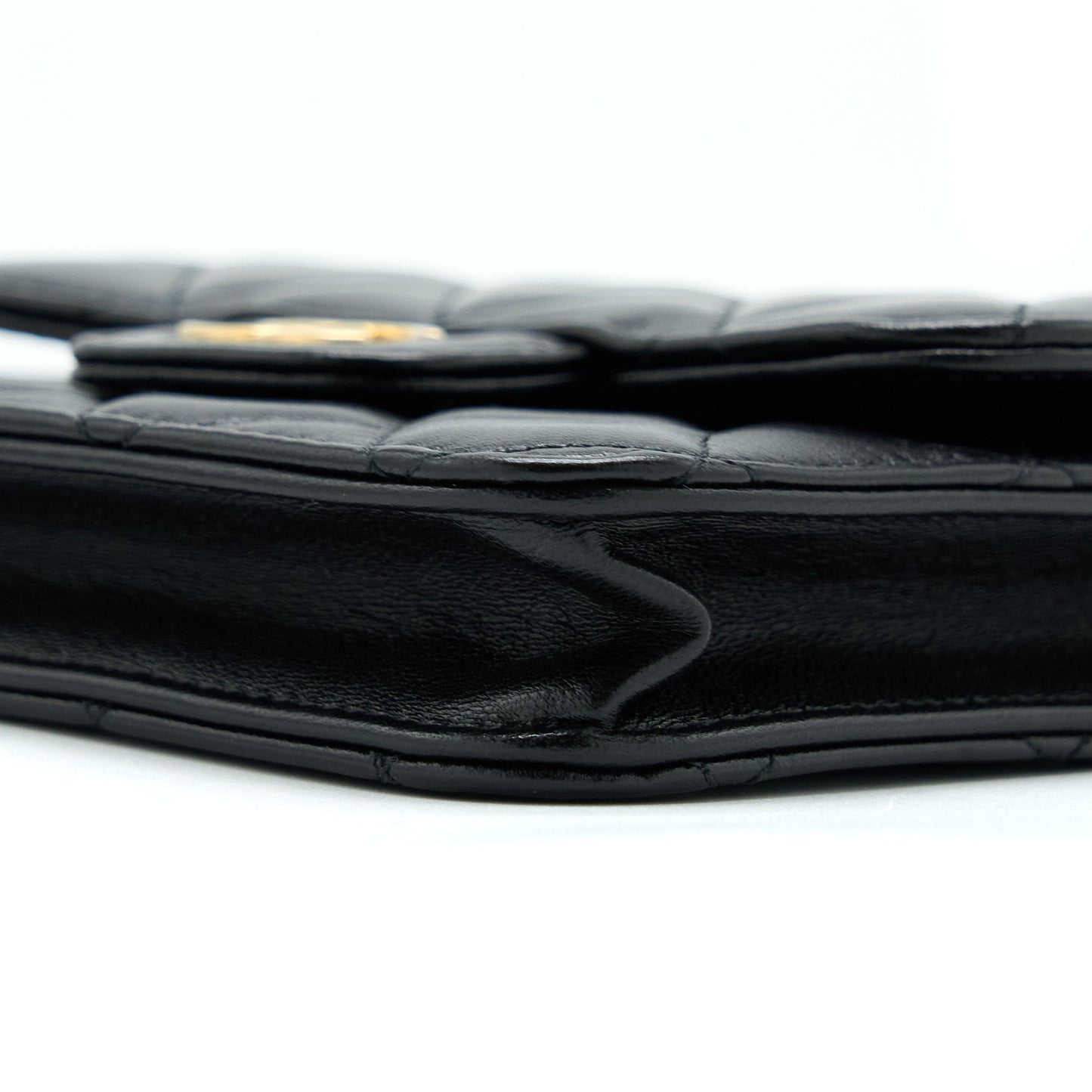 Chanel Top Handle Mini Flap Card Holder Lambskin Black