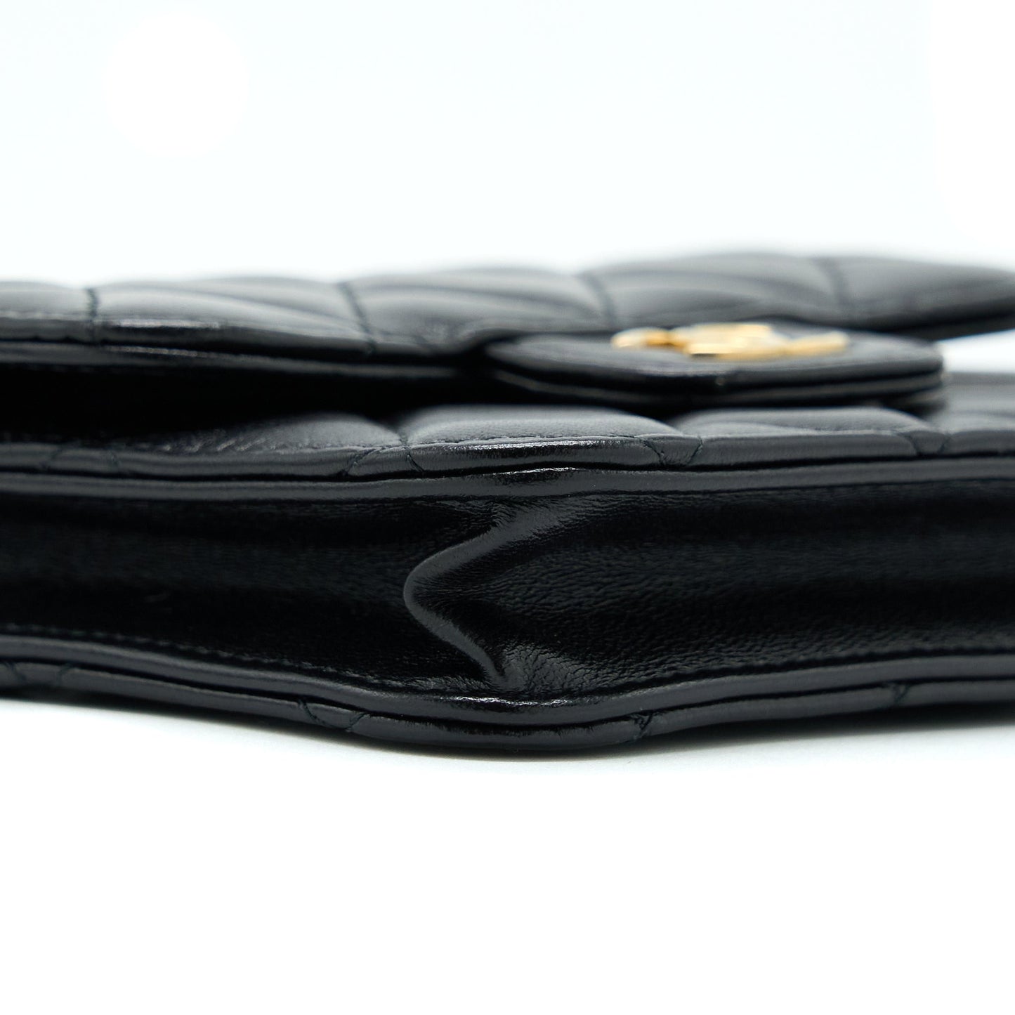 Chanel Top Handle Mini Flap Card Holder Lambskin Black