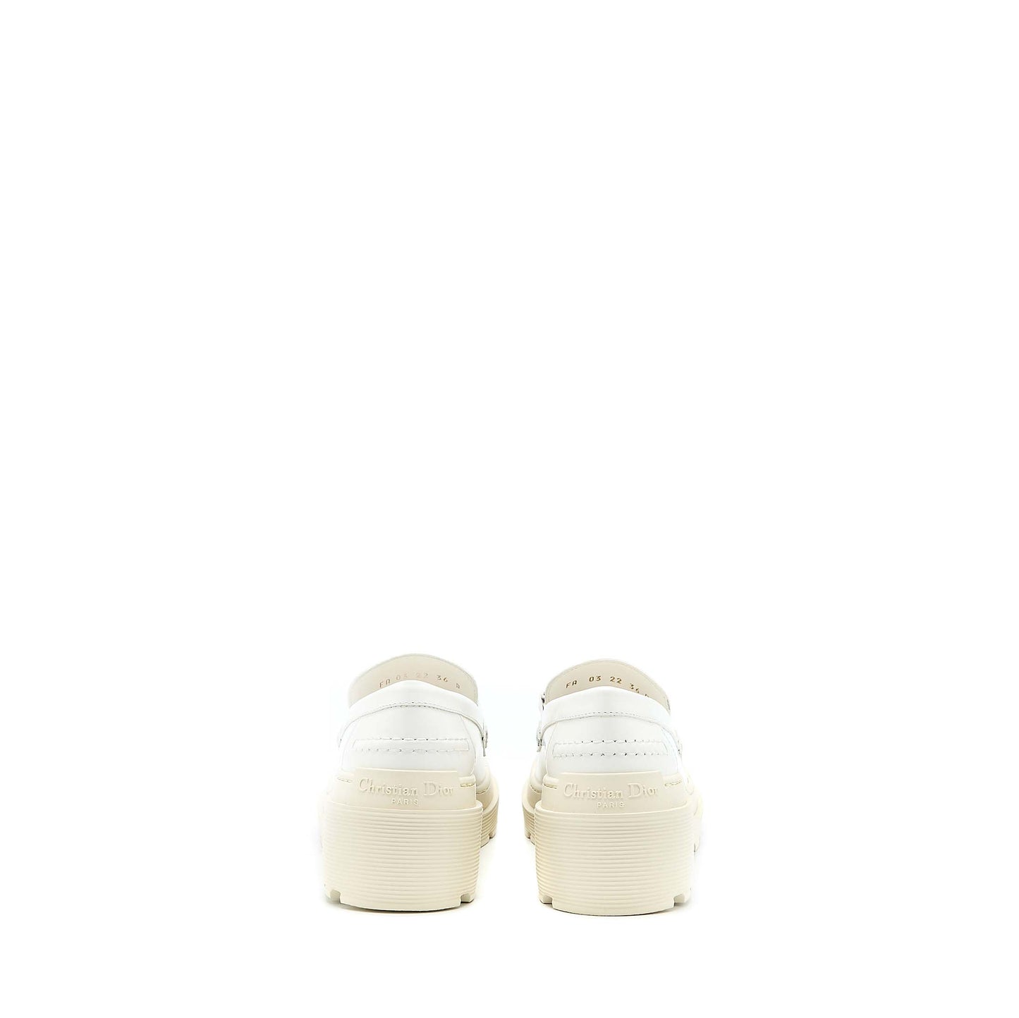 Christian Dior Size 36 Code Loafer Brushed Calfskin White