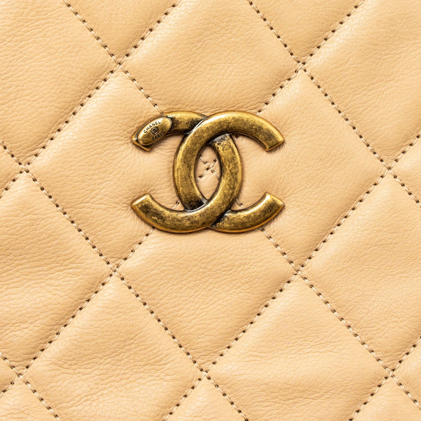 Chanel Shopping Tote Calfskin Beige