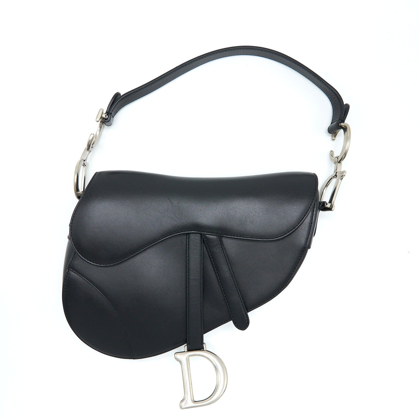 Dior Medium Saddle Purse Calfskin Black