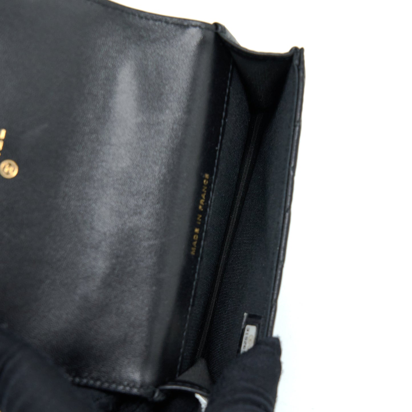 Chanel Top Handle Mini Flap Card Holder Lambskin Black