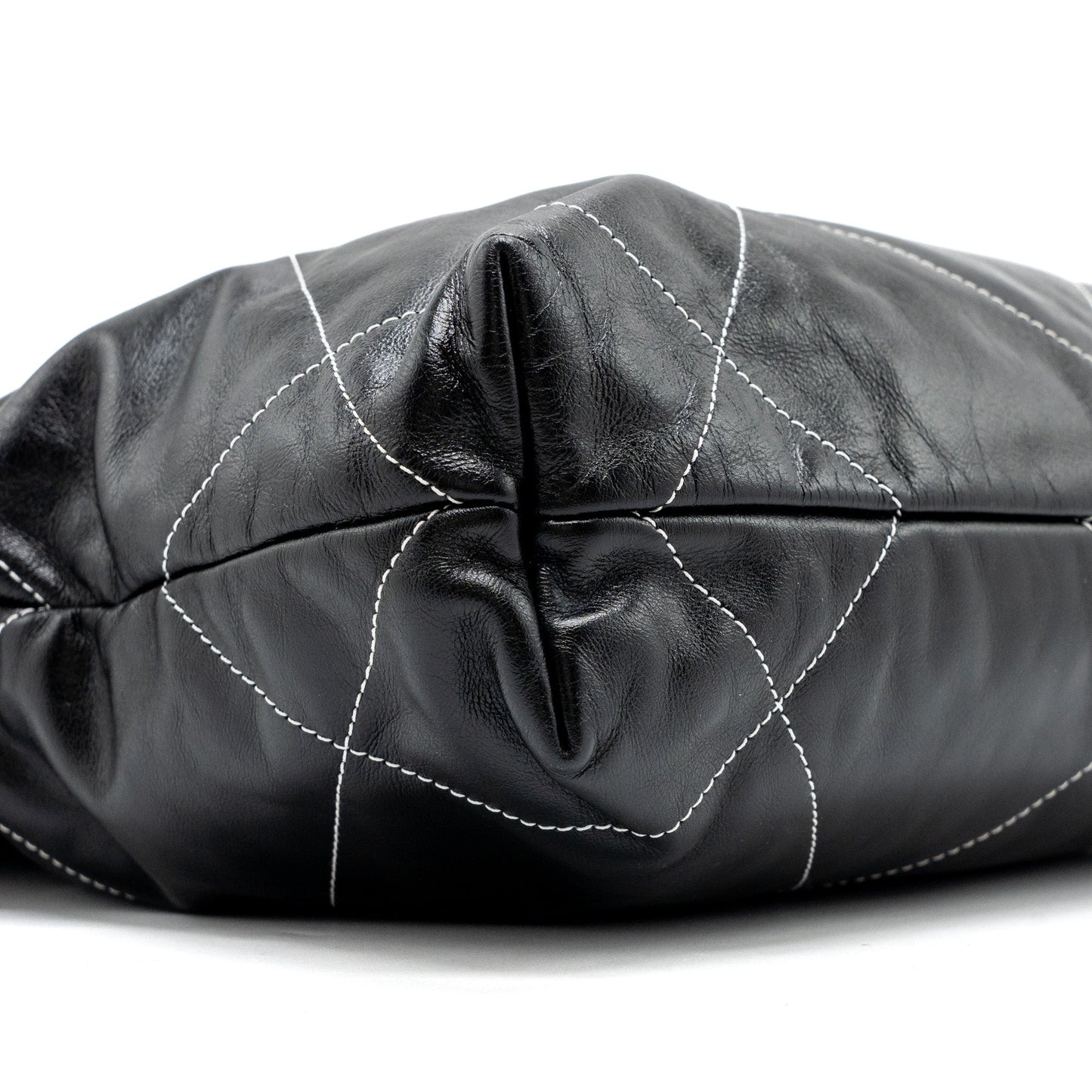 Chanel small 22 bag calfskin with white Stitching black  (microchip)