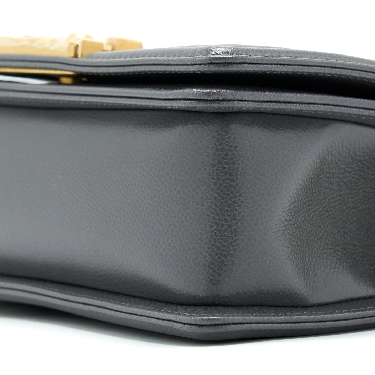 Chanel Small Boy Bag Caviar Grey  (Microchip)