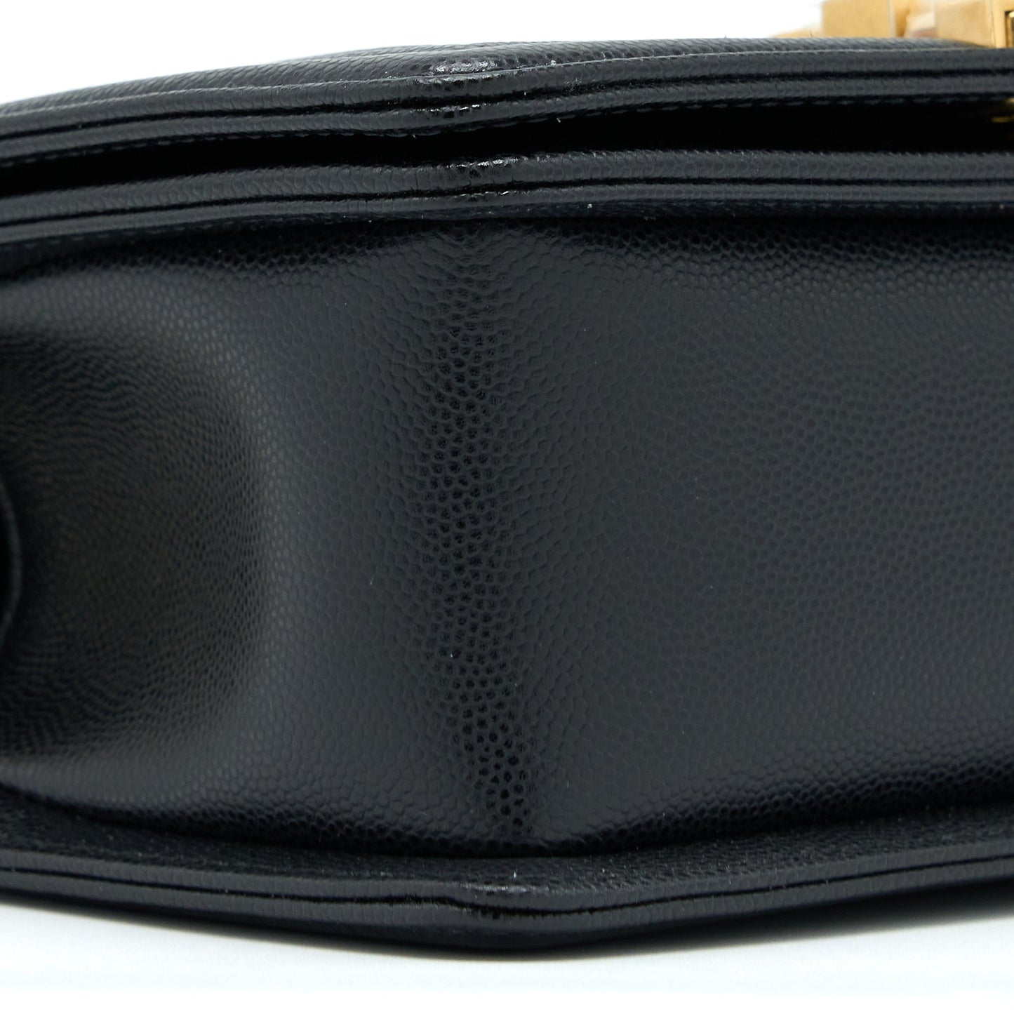 Chanel Small Boy Bag Caviar Black  (Microchip )