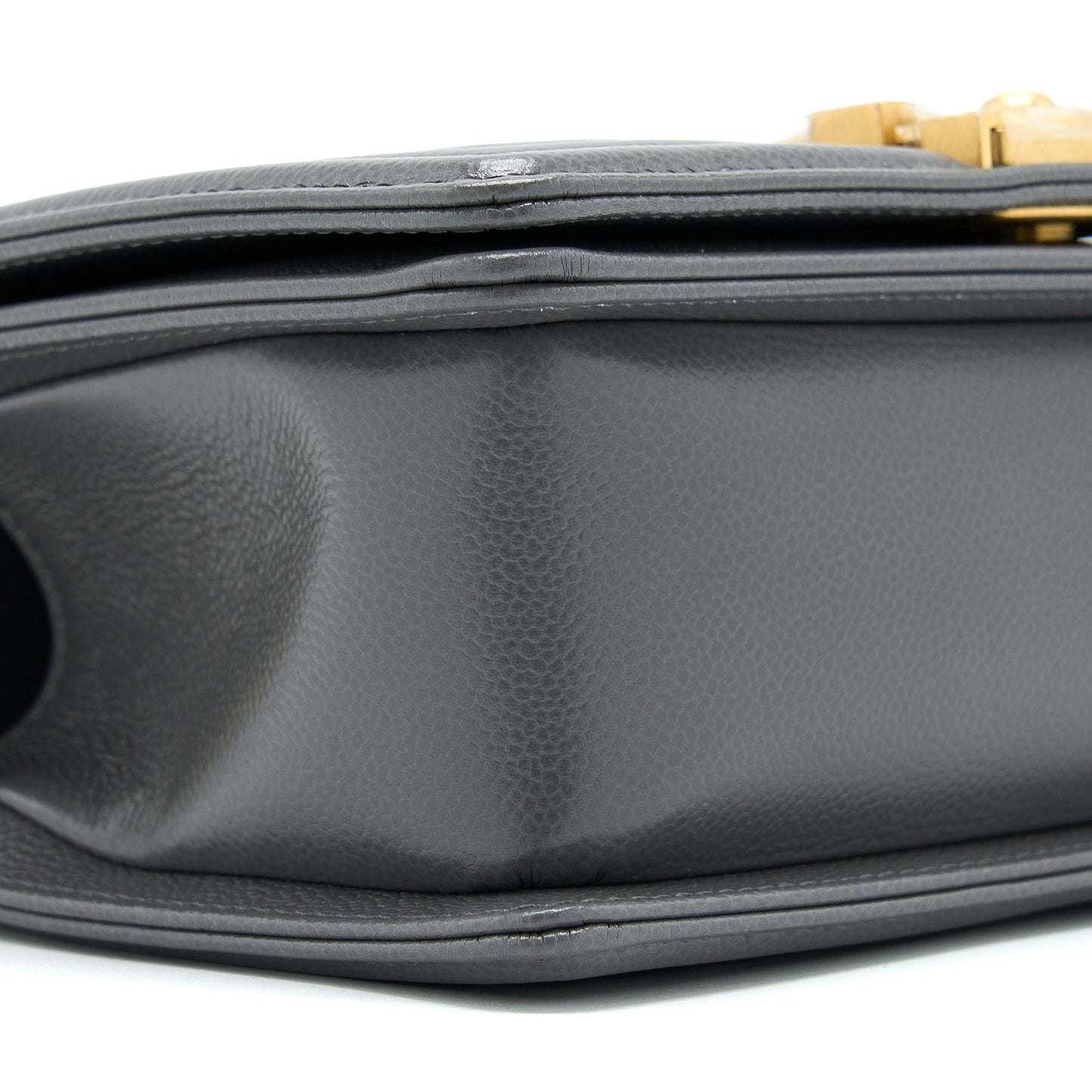 Chanel Small Boy Bag Caviar Grey  (Microchip)