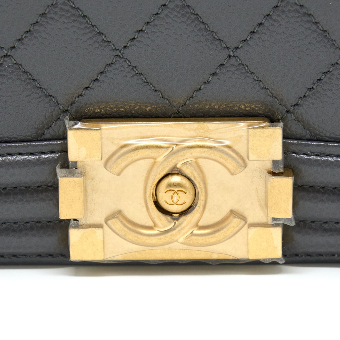 Chanel Small Boy Bag Caviar Grey  (Microchip)