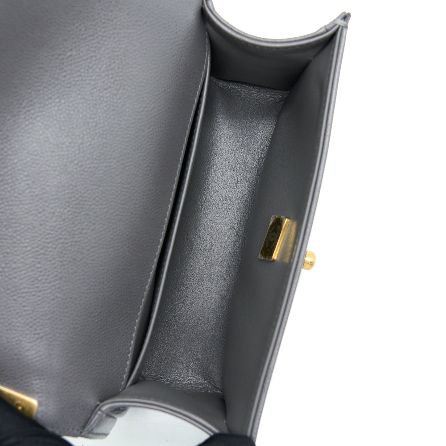 Chanel Small Boy Bag Caviar Grey  (Microchip)