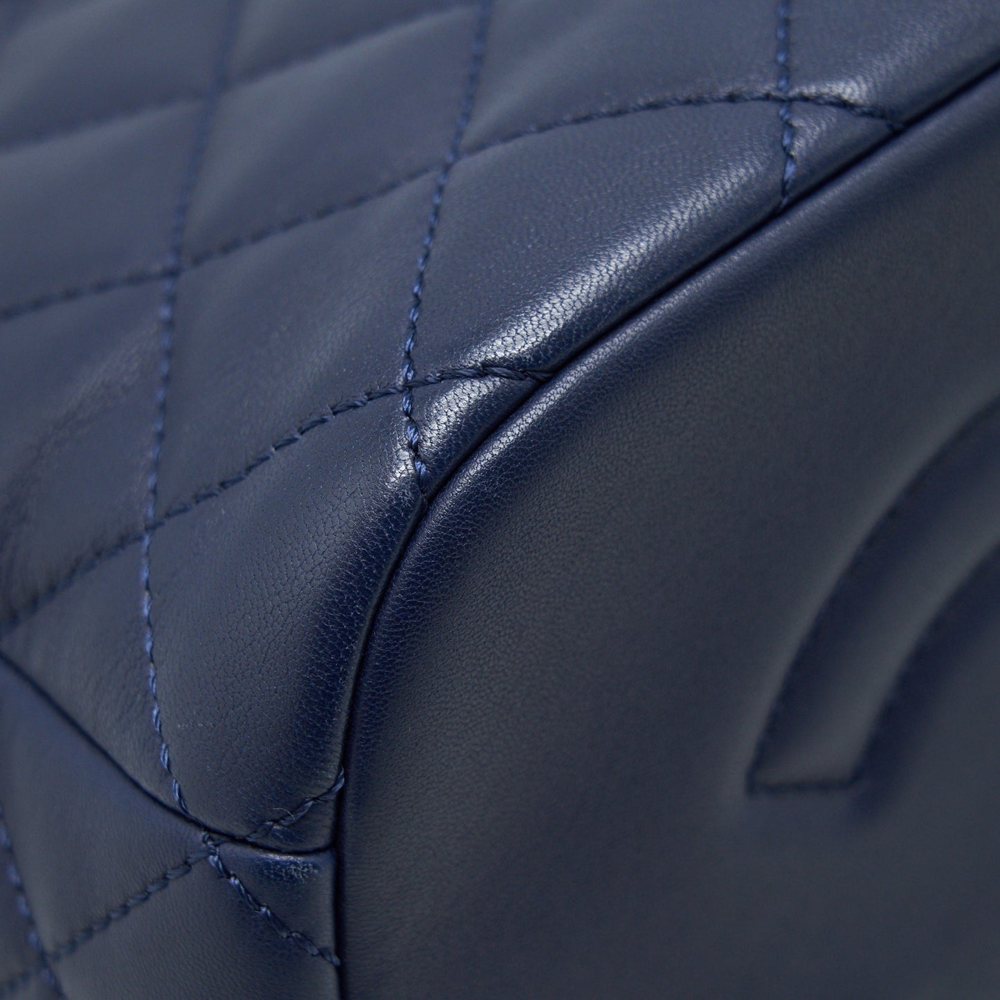 Chanel Quilted Backpack Navy Blue Ruthenium