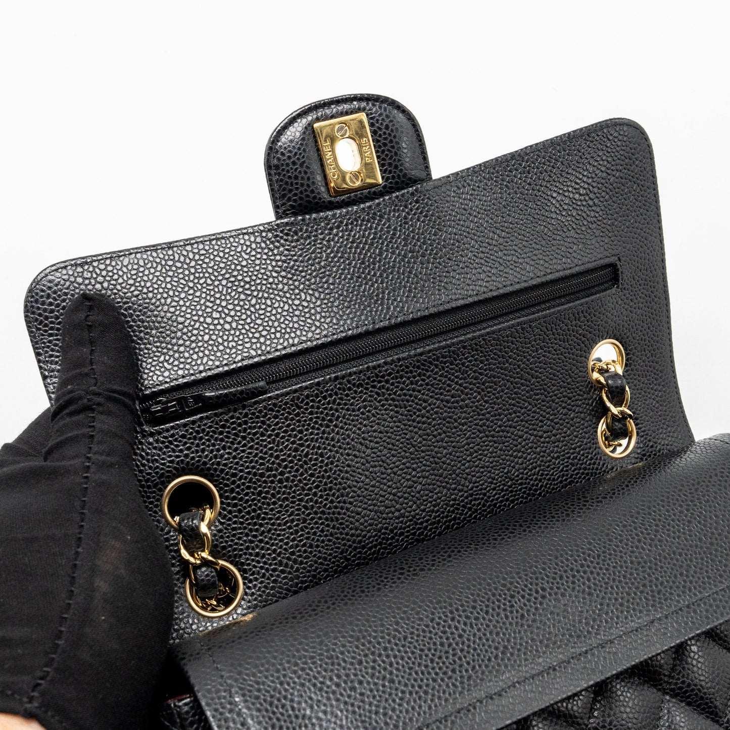 Chanel Small classic double flap bag caviar black