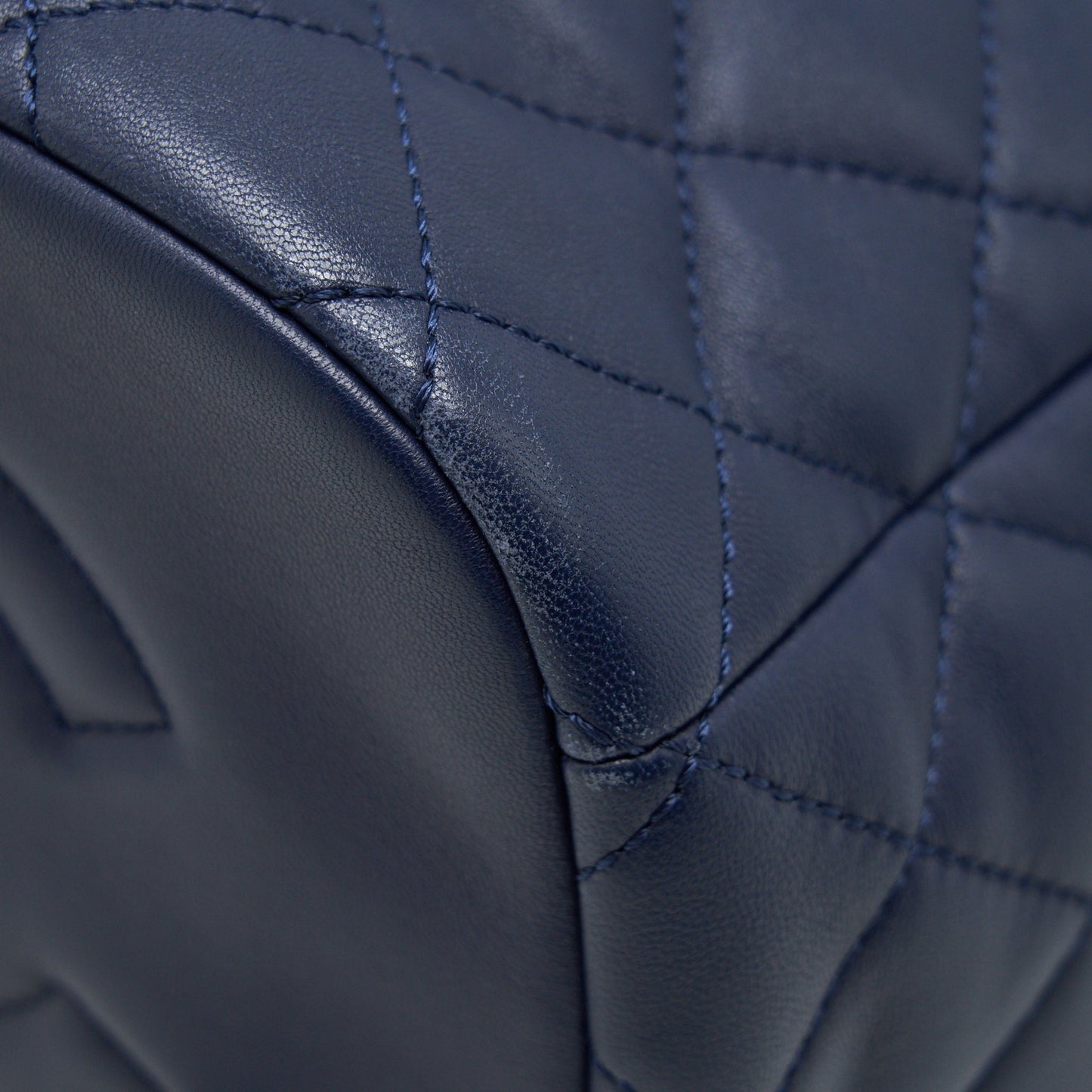 Chanel Quilted Backpack Navy Blue Ruthenium