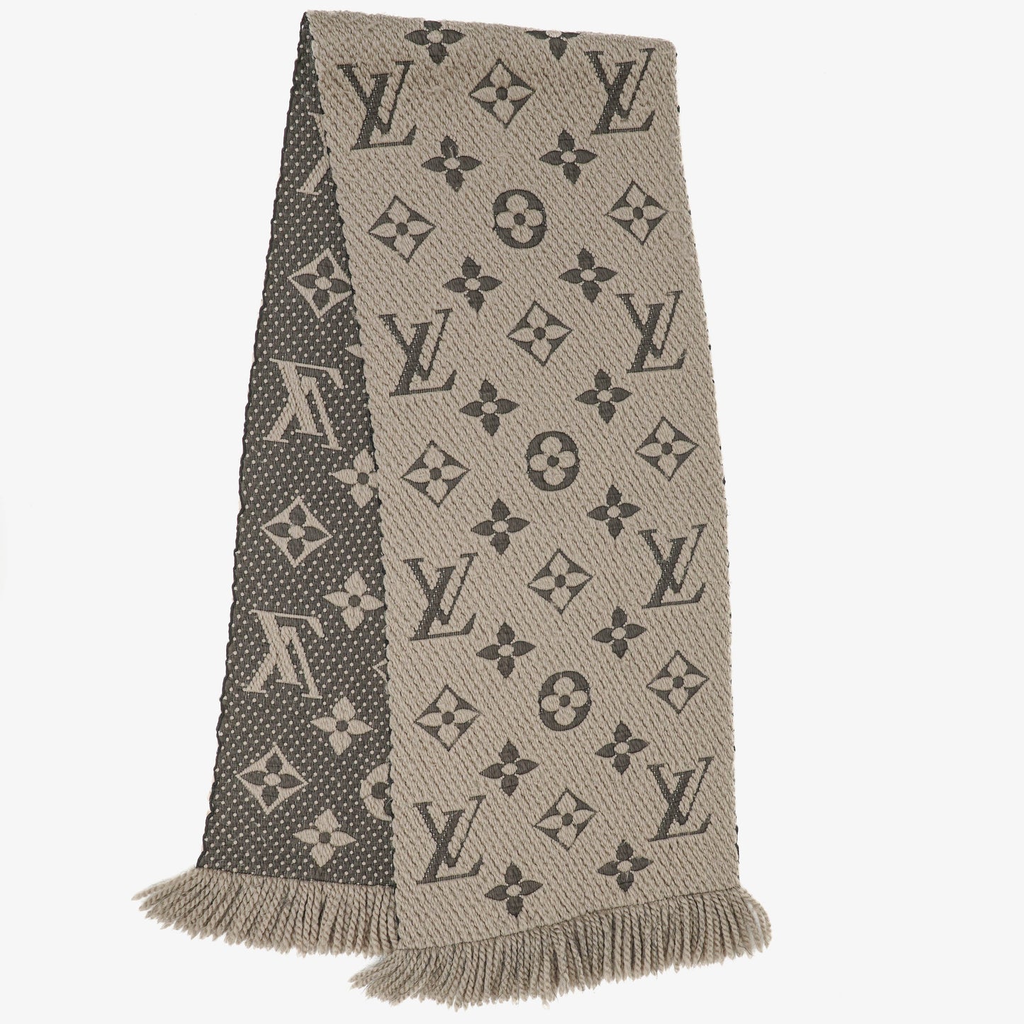 Louis Vuitton Logomania Wool Silk Scarf Grey
