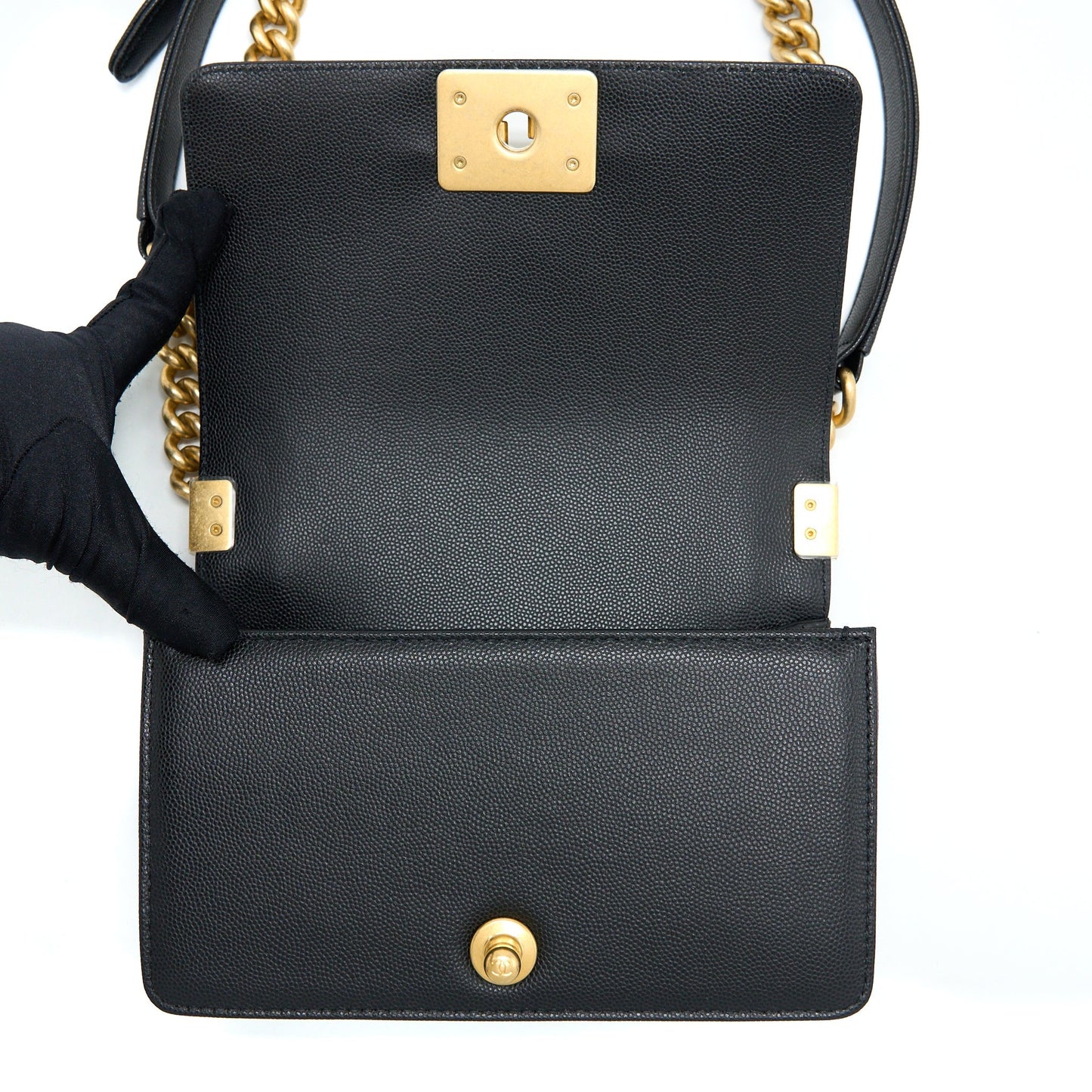 Chanel Small Boy Bag Caviar Black  (Microchip )