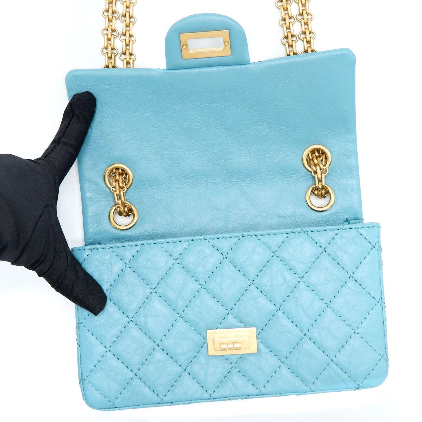 Chanel Mini 2.55 Reissue Flap Bag Aged Calfskin Light Blue