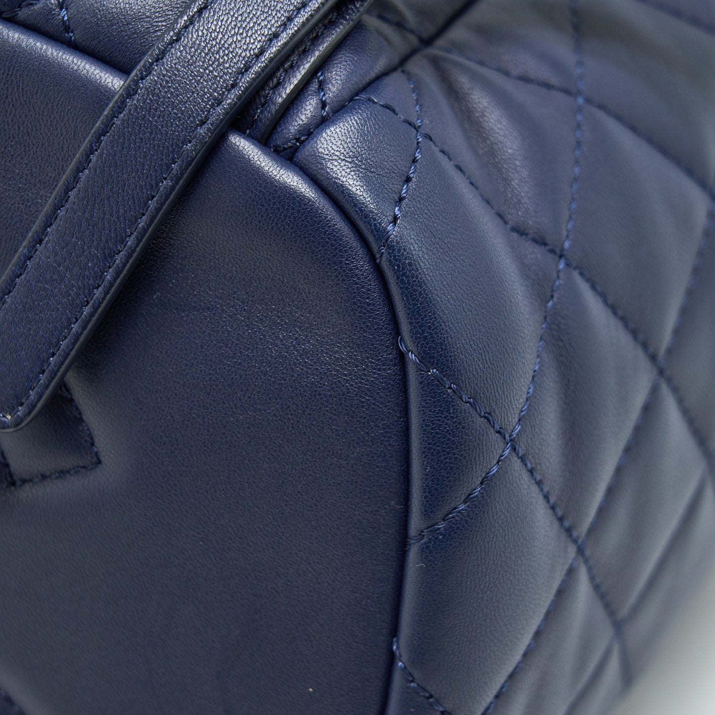 Chanel Quilted Backpack Navy Blue Ruthenium