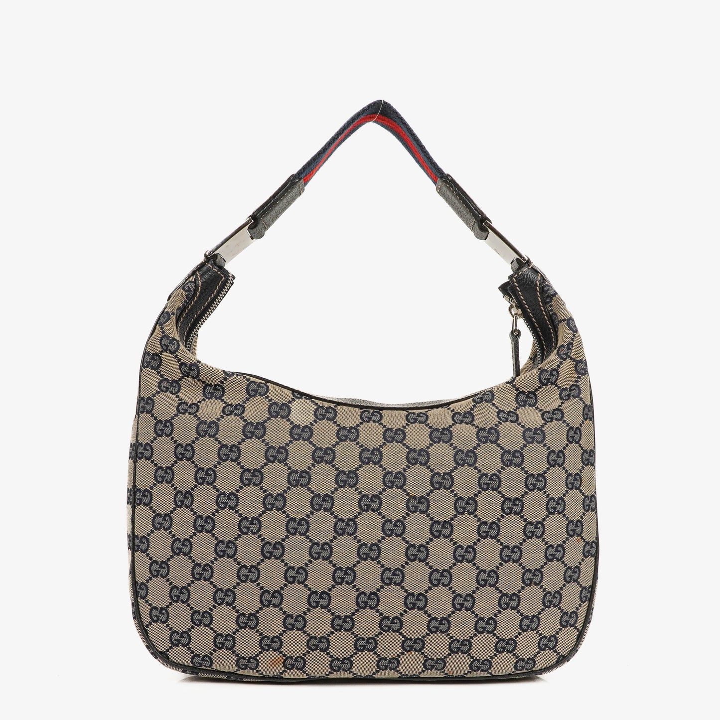 Gucci Charmy Navy GG Canvas Sherry Line Hobo Bag