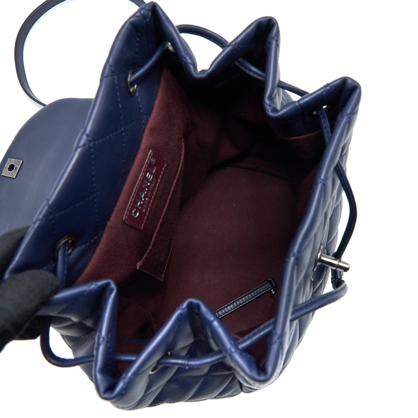 Chanel Quilted Backpack Navy Blue Ruthenium
