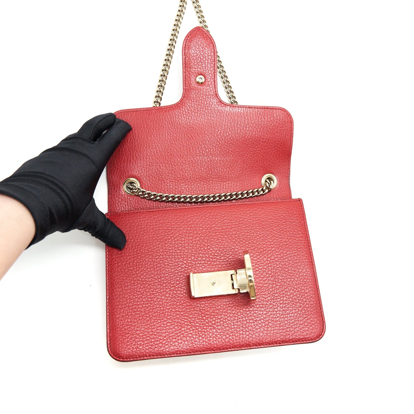 Gucci GG Interlocking Small Chain crossbody Bag Red with L