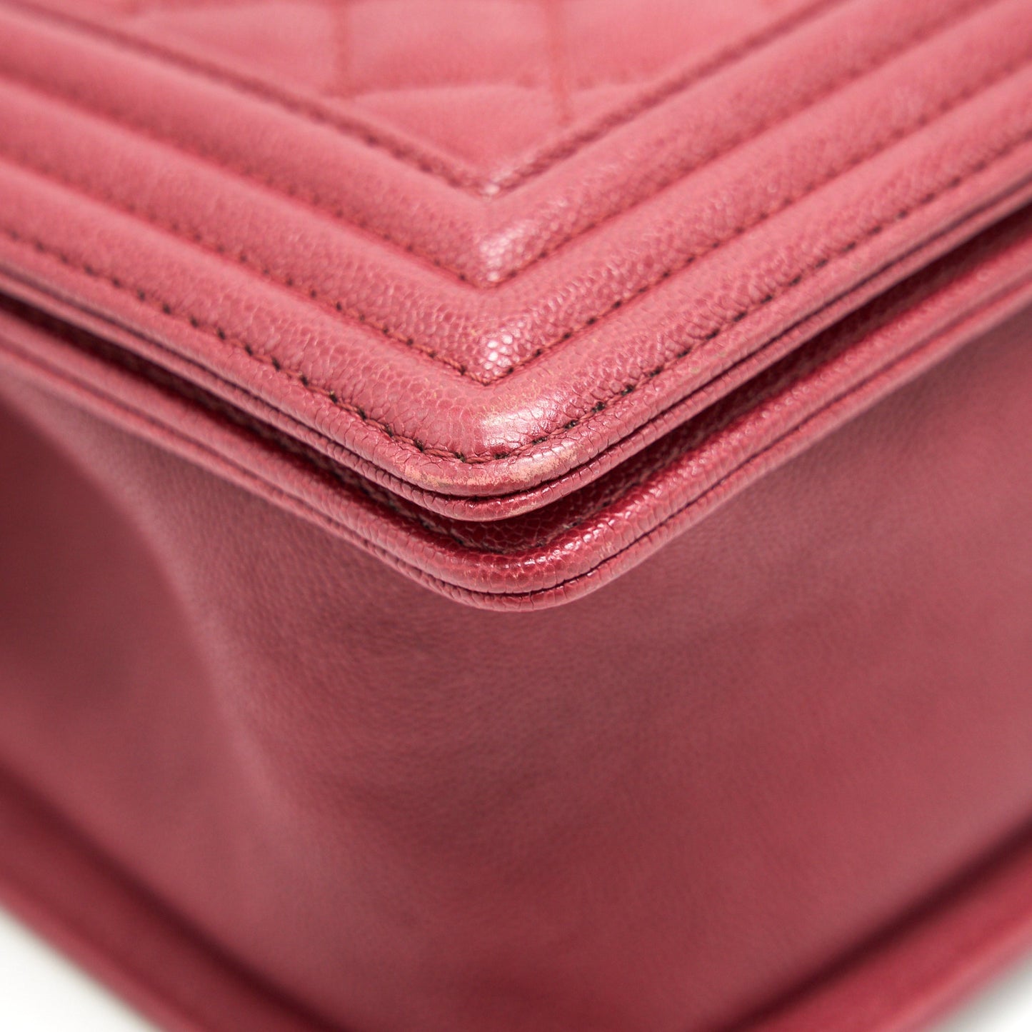 Chanel medium Boy Bag Caviar Raspberry Red brushed