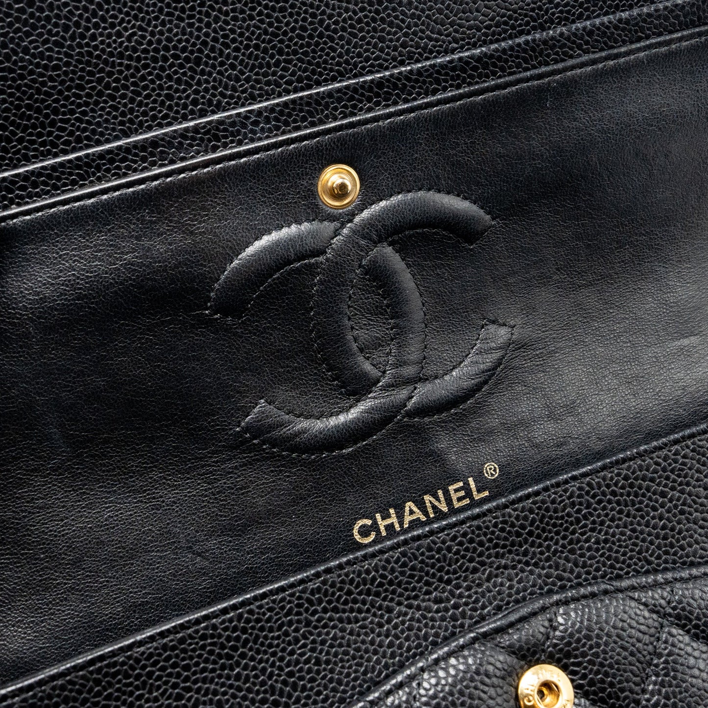 Chanel Medium classic double flap bag caviar Black