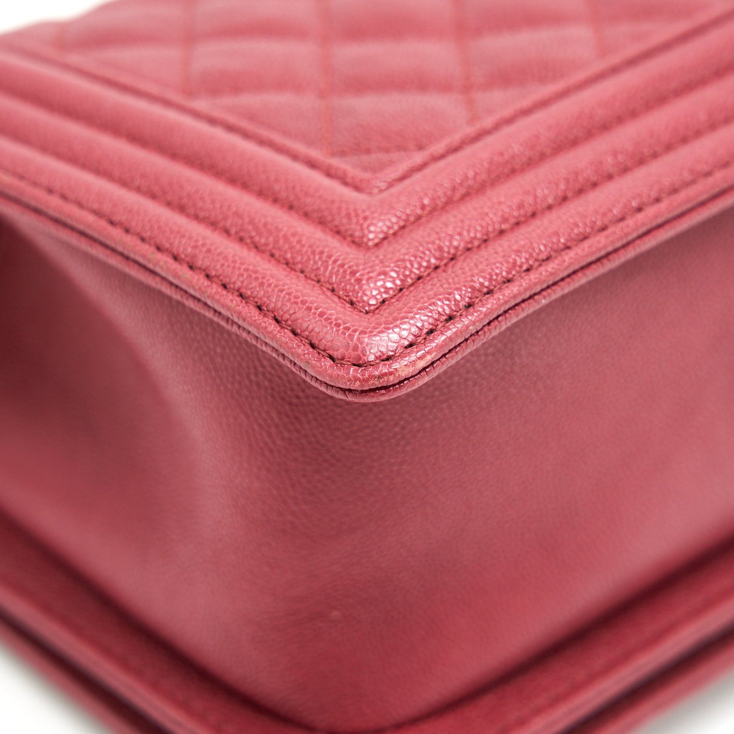 Chanel medium Boy Bag Caviar Raspberry Red brushed