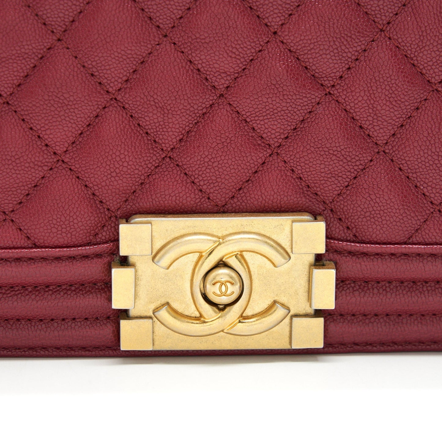 Chanel medium Boy Bag Caviar Raspberry Red brushed