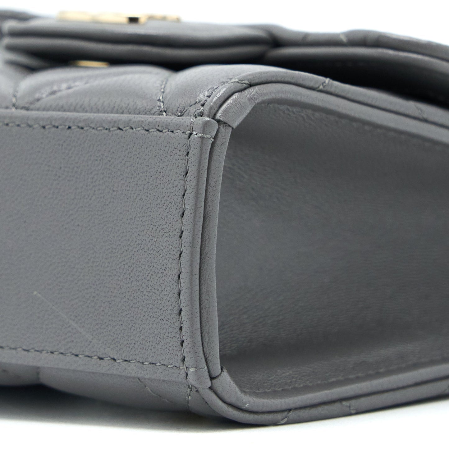 Chanel Mini Top Handle Flap Bag Lambskin Dark Grey L