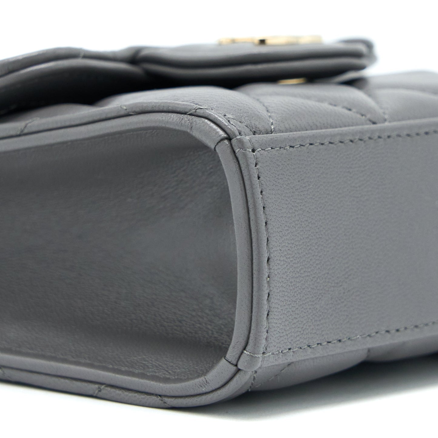 Chanel Mini Top Handle Flap Bag Lambskin Dark Grey L