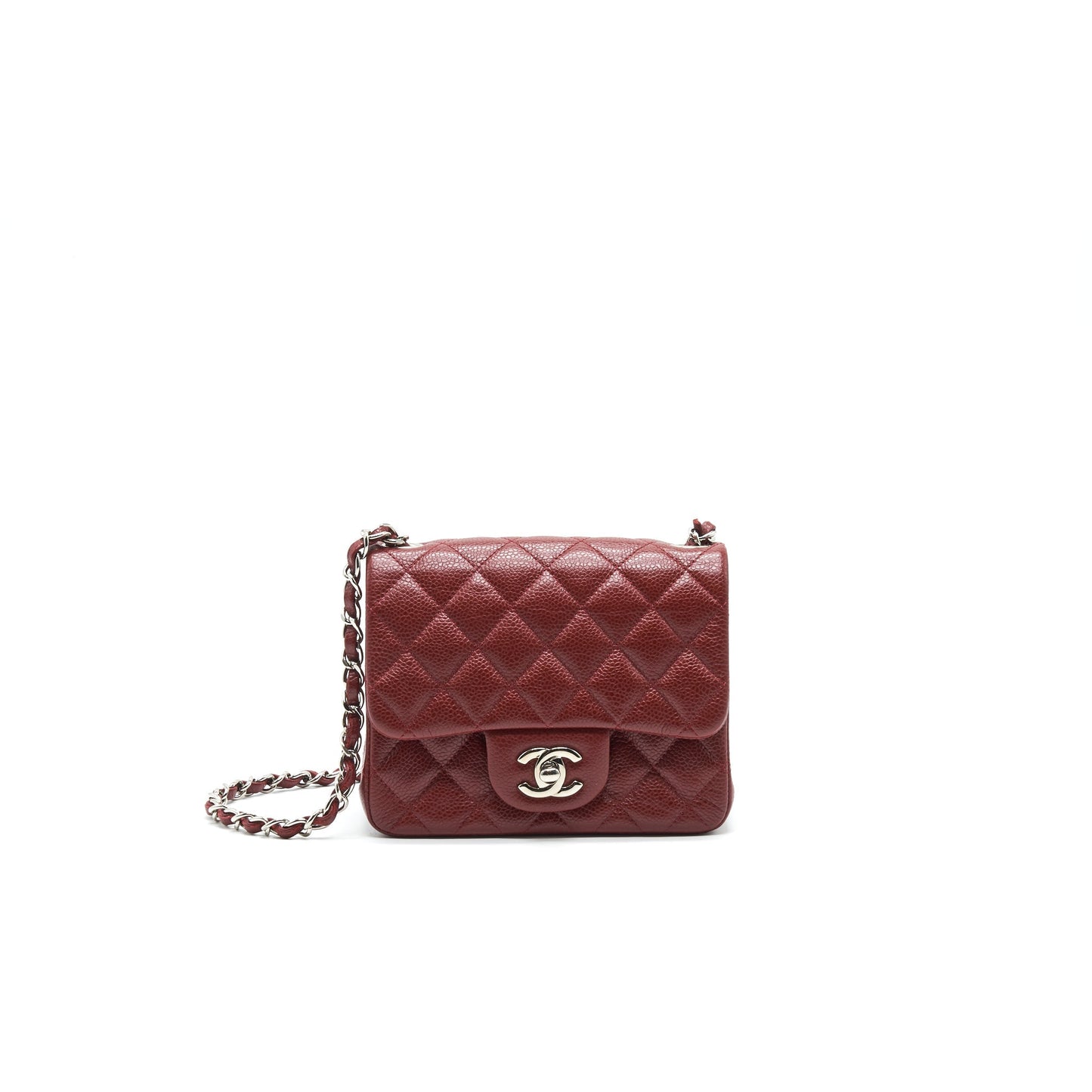 CHANEL MINI SQUARE CARVIAR RED SHW Handbag