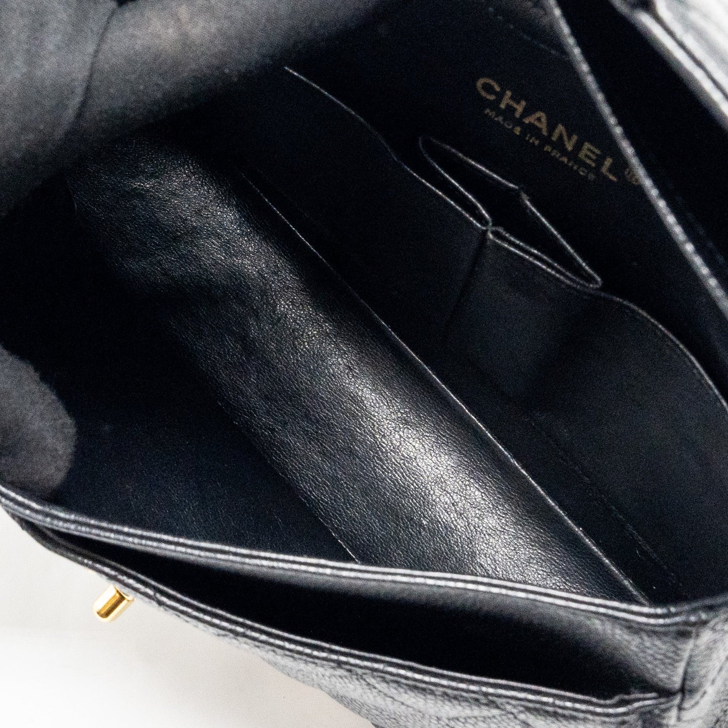 Chanel Medium classic double flap bag caviar Black