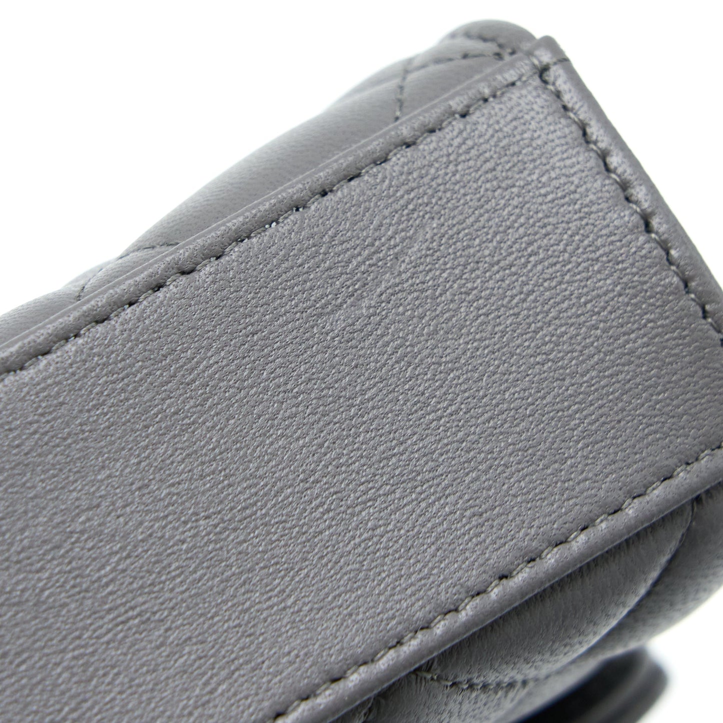 Chanel Mini Top Handle Flap Bag Lambskin Dark Grey L